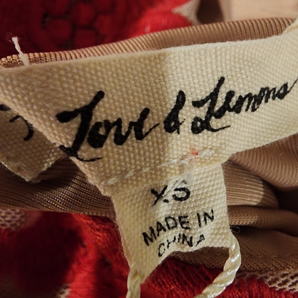 For Love And Lemons Red Floral Lace Dress XS NEW WITH TAGS - Picture 8 of 10